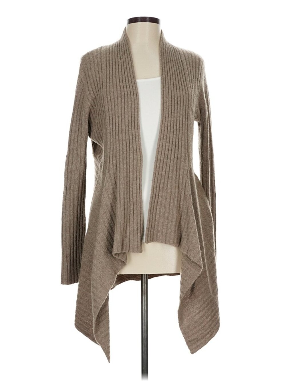 Warm Gray Ribbed Open-Front Cardigan - Picture 2 of 4